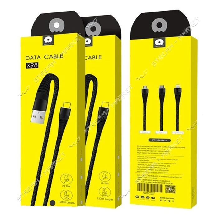 Кабель Wuw X98 USB Type-C 1м черный                                                                 