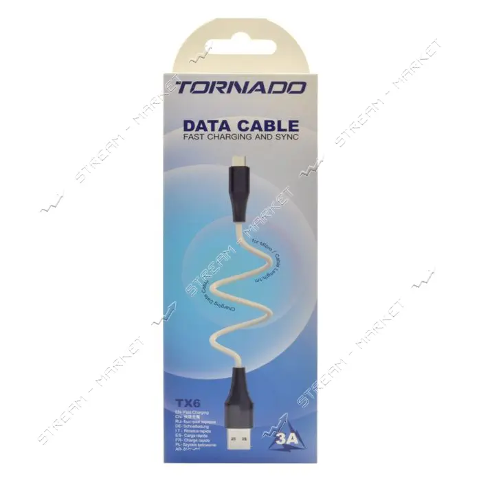 Кабель Tornado Micro USB TX6 3A 1м беый