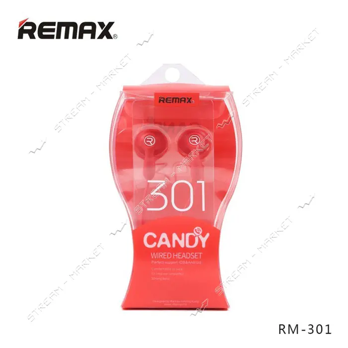 Навушники дротові Remax RM-301 Candy червоні                                                        