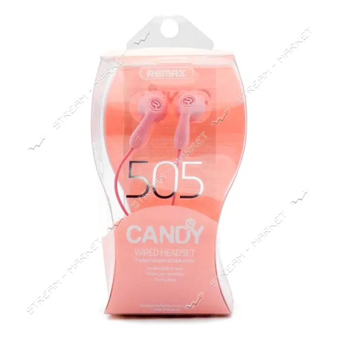 Наушники проводные Remax RM-505 Candy розовые                                                       