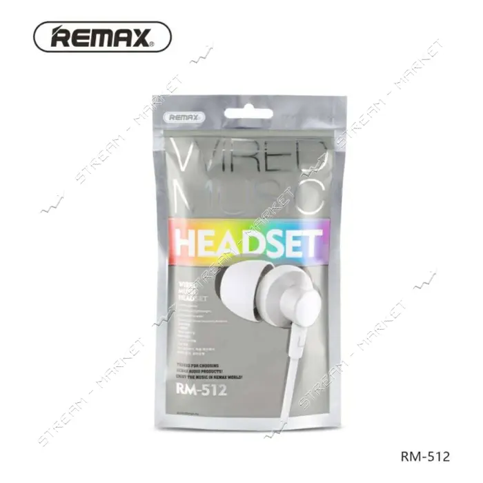 Наушники проводные Remax RM-512 Metal Wired серебро                                                 