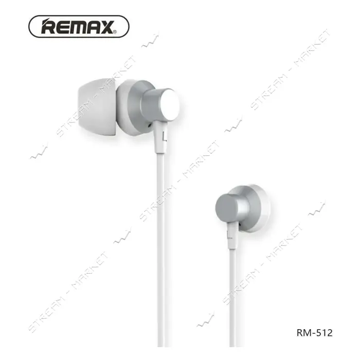 Наушники проводные Remax RM-512 Metal Wired серебро                                                 