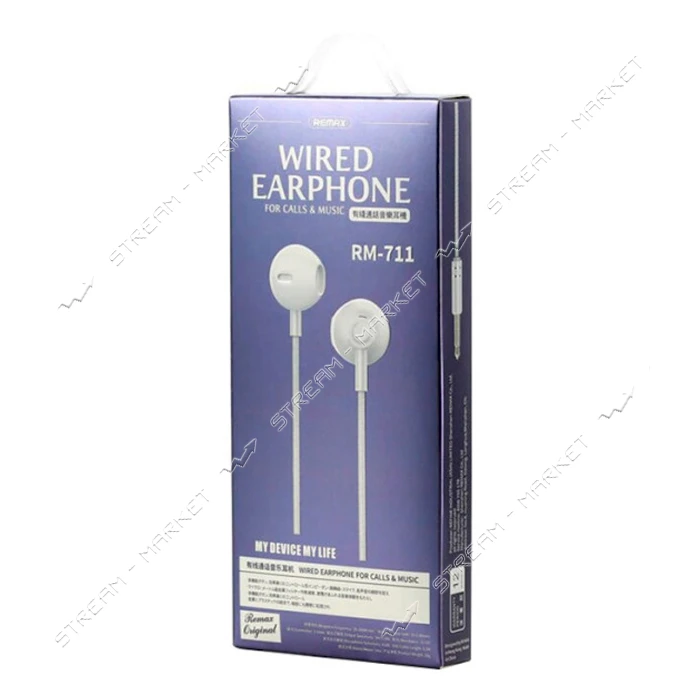 Наушники проводные Remax RM-711 Wired Earphone черные