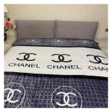 Плед евро велсофт Chanel 200x220см бело-черный