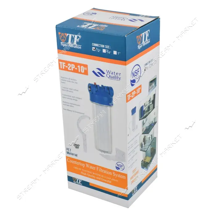 Фильтр магистральный Tiger Filtration 2P 1/2"х10" с ключем и креплением с картриджем Тайвань