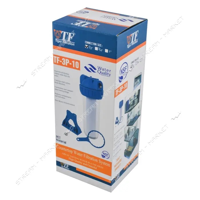 Фильтр магистральный Tiger Filtration 3P 1"х10" ключ крепление картридж Тайвань                     