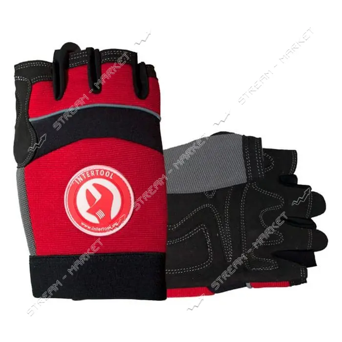 Перчатки Intertool SP-0142 Microfiber без пальцев ставки спандекса эластичный манжет на липучке