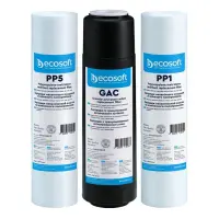Комплект картриджей Ecosoft CРV3ECOSTD Осмос первичный пена 5мкм плюс хлор пена 1мкм                