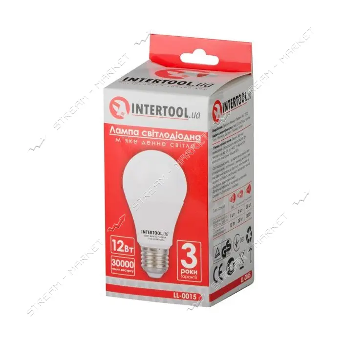 Лампа светодиодная Intertool LL-0015 А60 Е27 12Вт 150-300В 4000К                                    