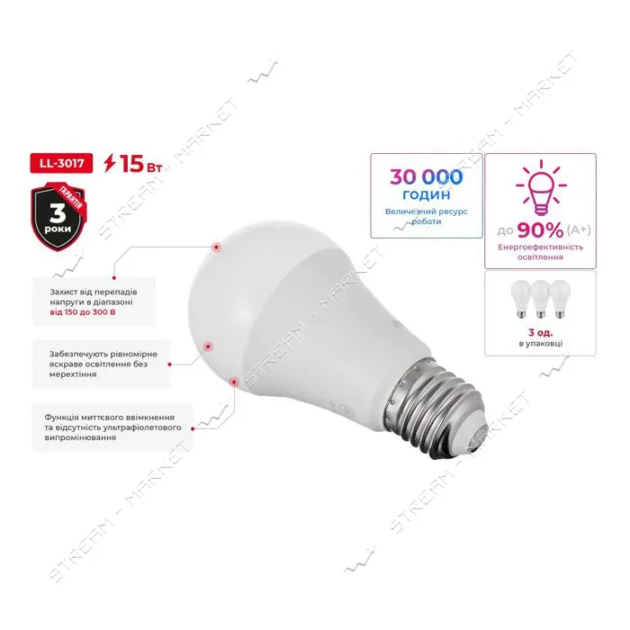 Набор светодиодных ламп Intertool LL-3017 3шт