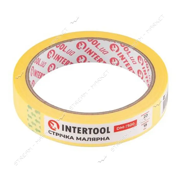 Лента малярная Intertool DM-1920 19мм х 20м желтая                                                  
