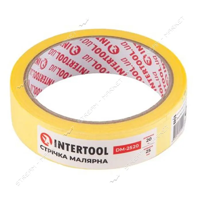 Лента малярная Intertool DM-2520 25мм х 20м желтая 9шт