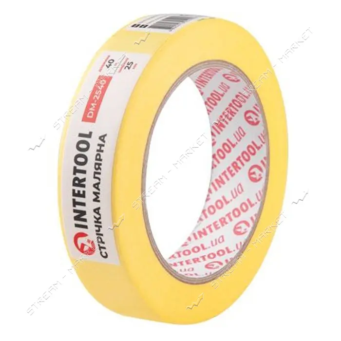Лента малярная Intertool DM-2540 25мм х 40м желтая 9шт