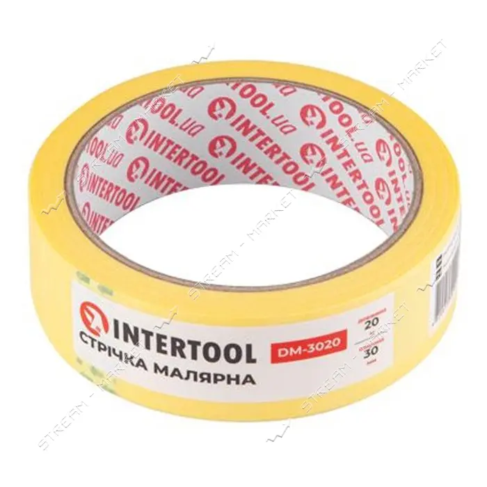 Лента малярная Intertool DM-3020 30мм х 20м желтая 8шт