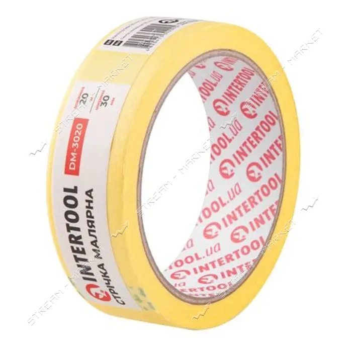Лента малярная Intertool DM-3020 30мм х 20м желтая 8шт