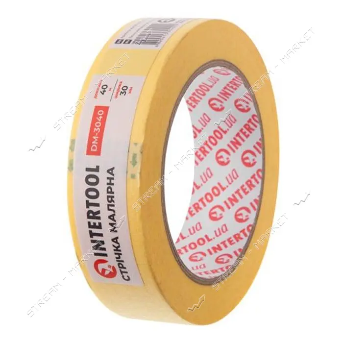 Лента малярная Intertool DM-3040 30мм х 40м желтая 8шт