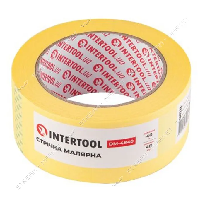 Лента малярная Intertool DM-4840 48мм х 40м желтая 4шт