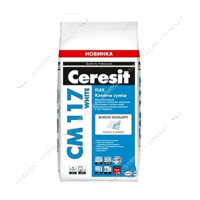 Клей для плитки и натурального камня Ceresit CM 117 Flex 5кг