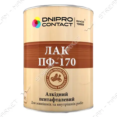 Лак ПФ-170 Днепр-Контакт для наружных работ 0.7кг жестяная банка                                    