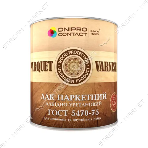 Лак паркетный Днепр-Контакт алкидно-уретановый 1.8кг