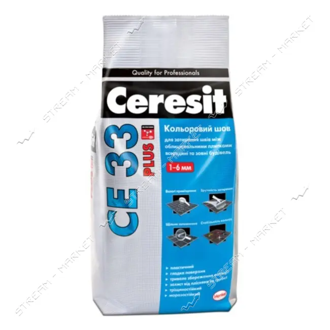 Затирка для швов Ceresit CE33 Plus 117 6мм 2кг черный                                               