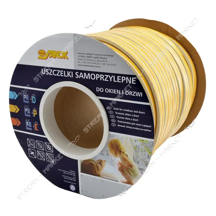 Ущільнювач Sanok самоклеющийся Р-профіль 100м білий 9х5.5