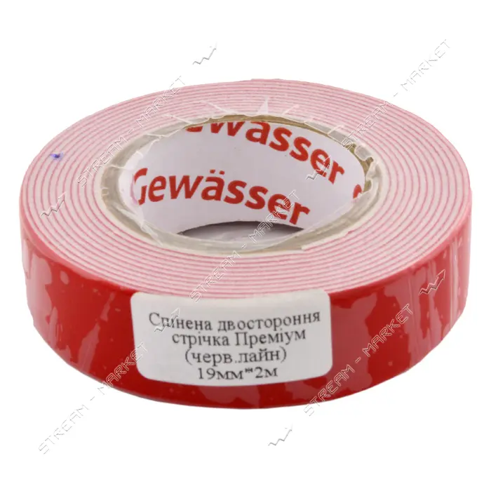Скотч двухсторонний Gewasser Премиум для зеркал и авто 19мм 2м