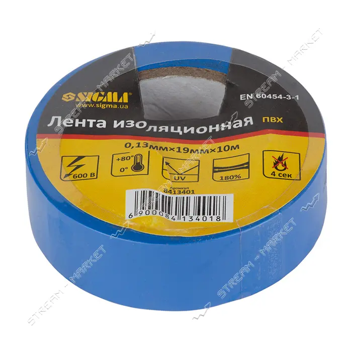 Изолента ПВХ Sigma 8413401 0.13х19 мм 10 м cиняя