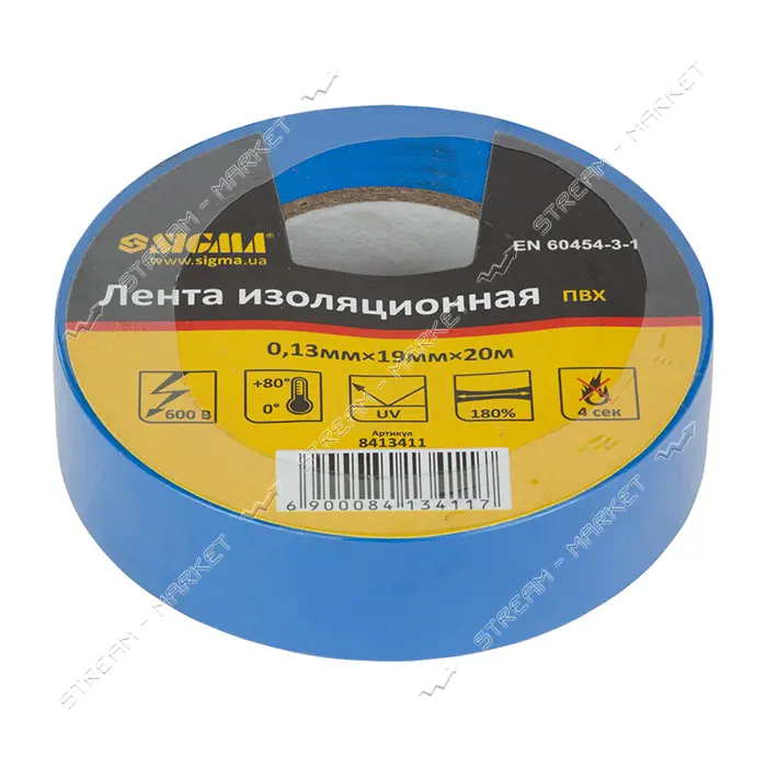 Изолента ПВХ Sigma 8413411 0.13х19 мм 20 м синяя