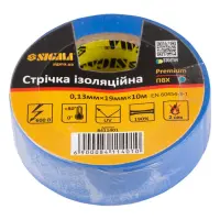 Изолента ПВХ Sigma 8411401 Premium 0.13х19мм 10м синяя