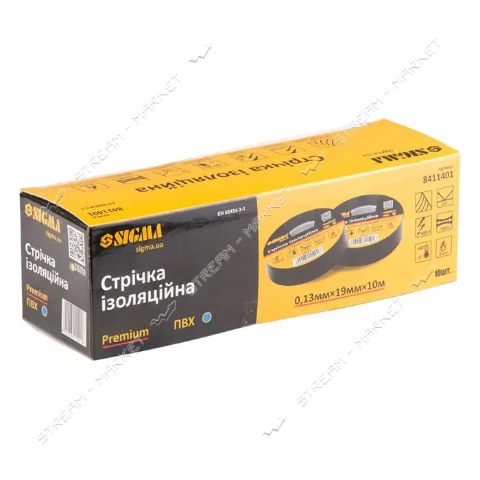 Изолента ПВХ Sigma 8411401 Premium 0.13х19мм 10м синяя