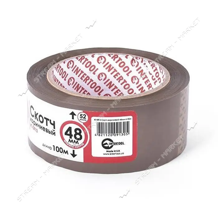 Скотч Intertool KT-0913 52мкм 48мм 100м коричневый                                                  