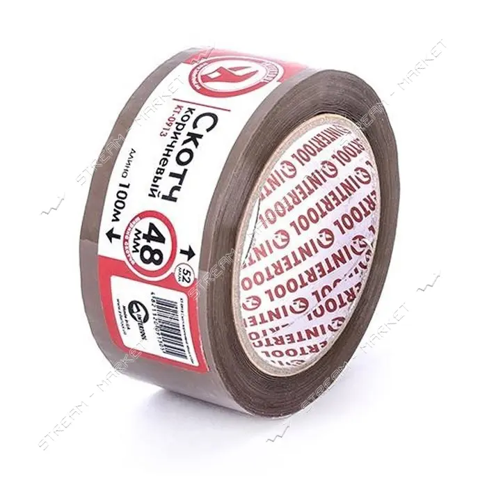 Скотч Intertool KT-0913 52мкм 48мм 100м коричневый                                                  