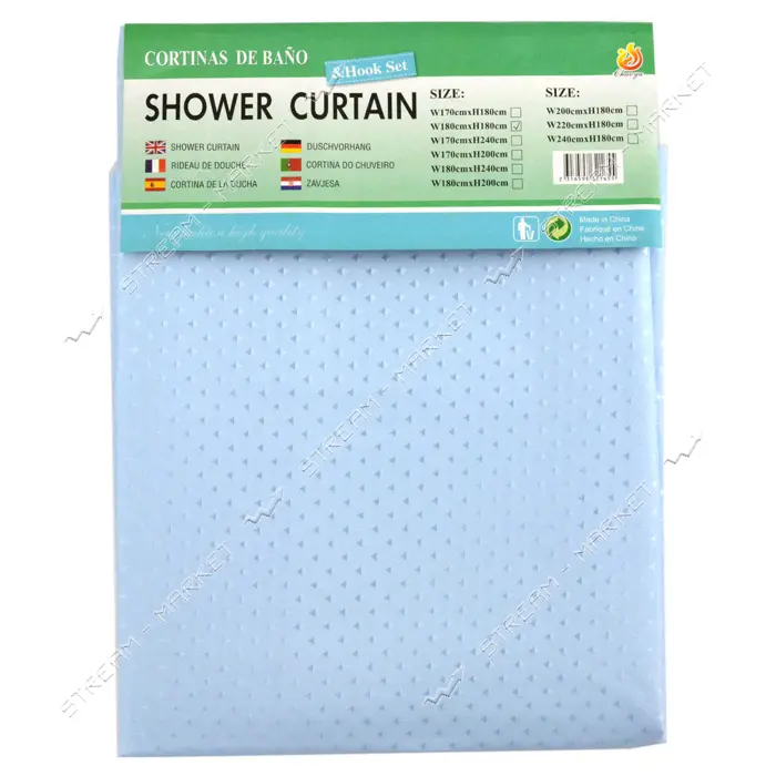 Штора для ванной комнаты Пика голубая 180х180см