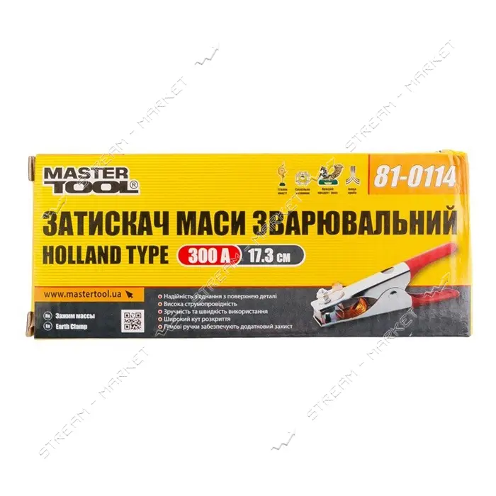 Зажим массы сварочный Master-Tool 81-0114 Holland type 300А резиновые ручки