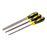 Напильники по металлу MasterTool 06-0210 3шт 200мм плоский круглый трехгранный                      