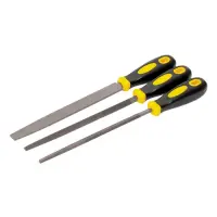 Напильники по металлу MasterTool 06-0210 3шт 200мм плоский круглый трехгранный                      