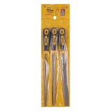 Напильники по металлу MasterTool 06-0210 3шт 200мм плоский круглый трехгранный                      