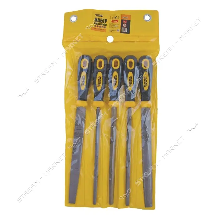 Напильники по металлу MasterTool 06-0250 5шт 200мм плоский круглый полукруглый трехгранный квад     