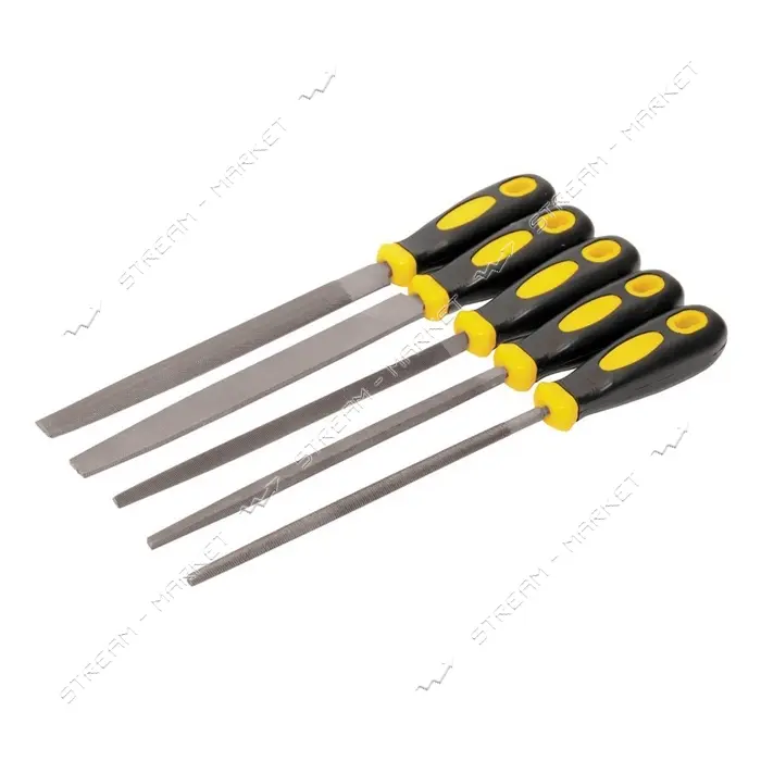 Напильники по металлу MasterTool 06-0250 5шт 200мм плоский круглый полукруглый трехгранный квад     