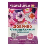 Удобрение кристаллическое для петуний и пеларгоний Чистый Лист 20г