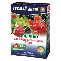 Удобрение кристаллическое для плодово-ягодных кустарников Чистый Лист 900г                          