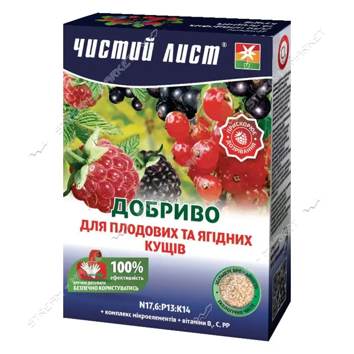 Удобрение кристаллическое для плодово-ягодных кустарников Чистый Лист 900г                          