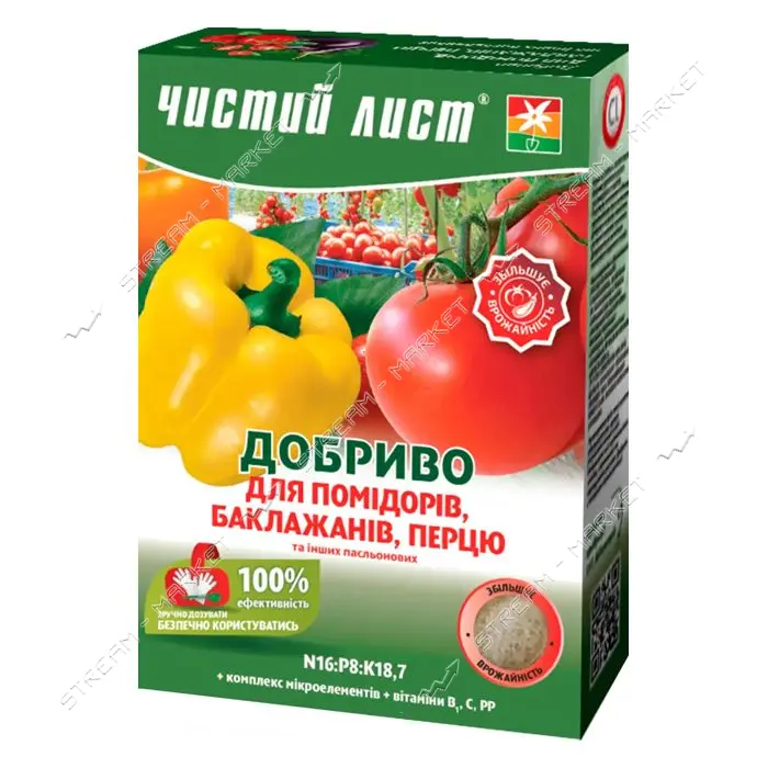 Удобрение кристаллическое для помидоров и перца Чистый Лист 900г