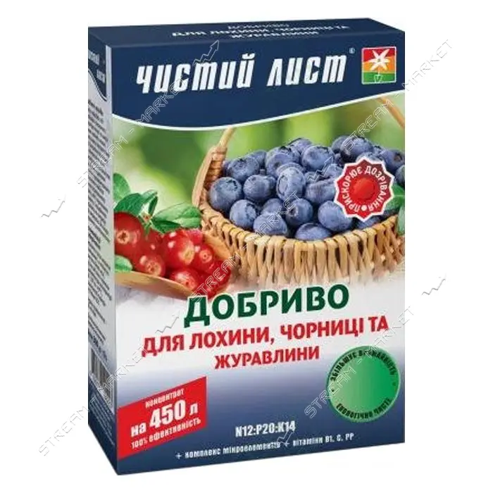 Удобрение кристаллическое для голубики черники и клюквы Чистый Лист 900г                            