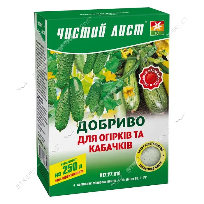 Удобрение кристаллическое для огурцов и кабачков Чистый Лист 300г                                   