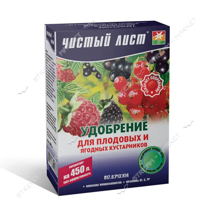 Удобрение кристаллическое для плодово-ягодных кустарников Чистый Лист 300г