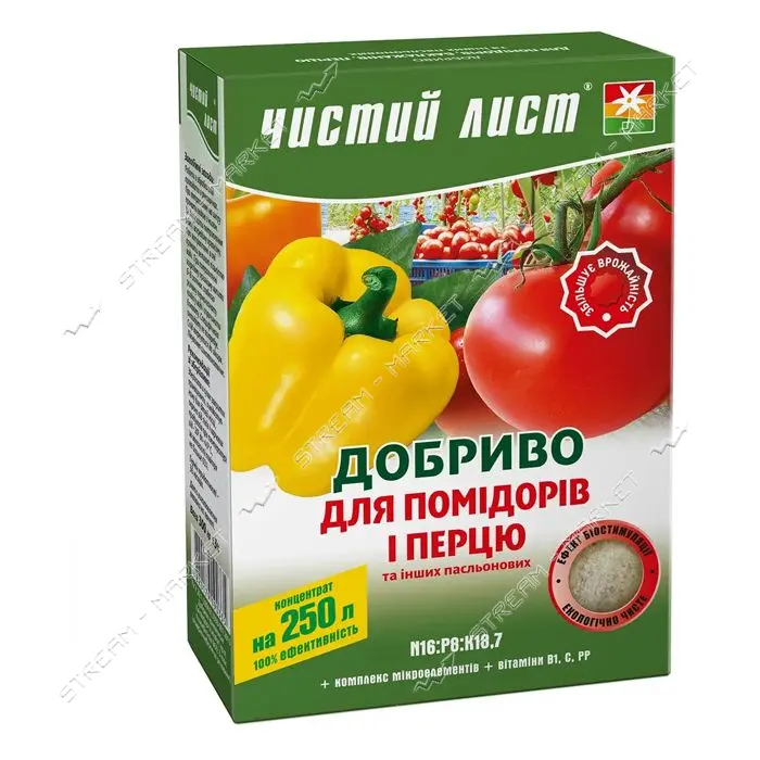 Удобрение кристаллическое для помидоров и перца Чистый Лист 300г