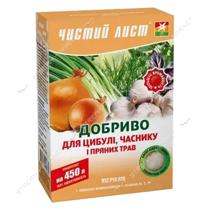 Удобрение кристаллическое для лука чеснока и зелени Чистый Лист 300г                                