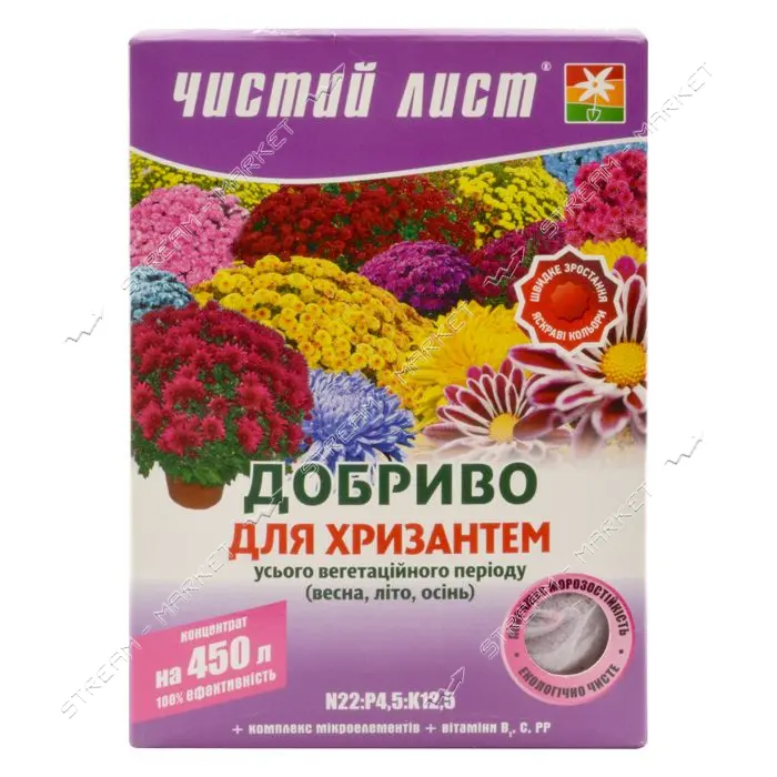 Удобрение кристаллическое для хризантем Чистый Лист 300г